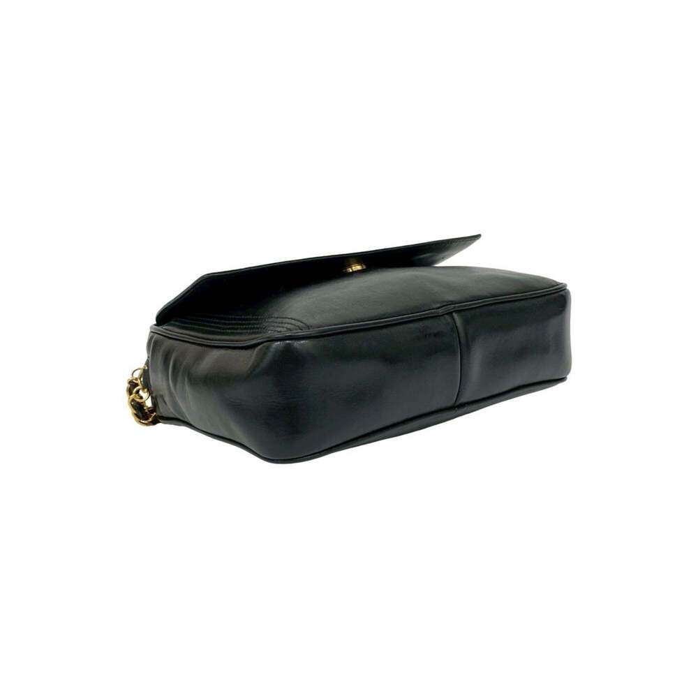 CHANEL Black Lambskin Leather Logo Shoulder Bag - Picture 7 of 10